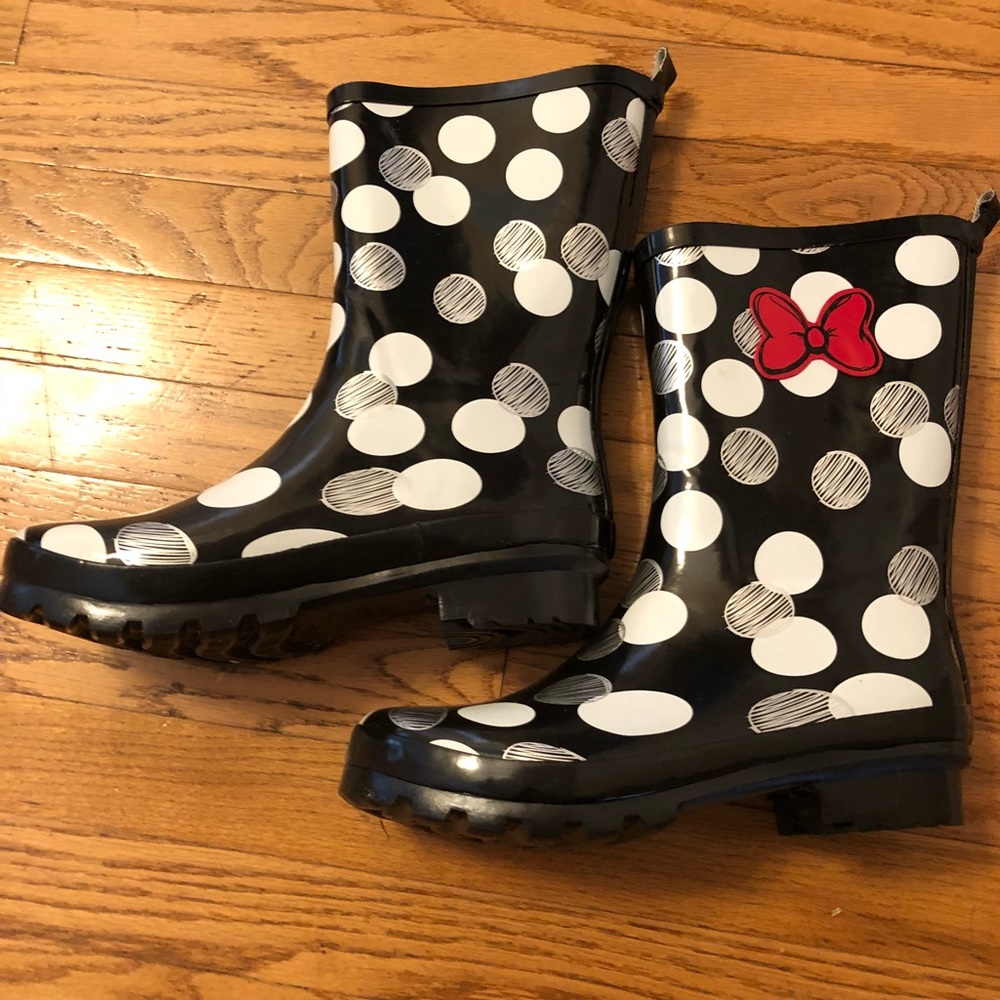 NewDisney Minnie Mouse Polkadot Rainboots Adult 10